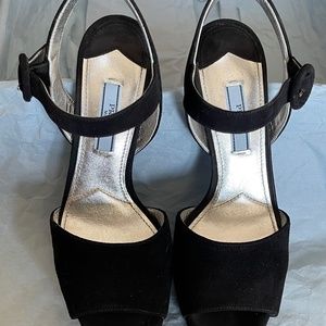 Prada - Black Suede Platform Ankle Strap Sandals